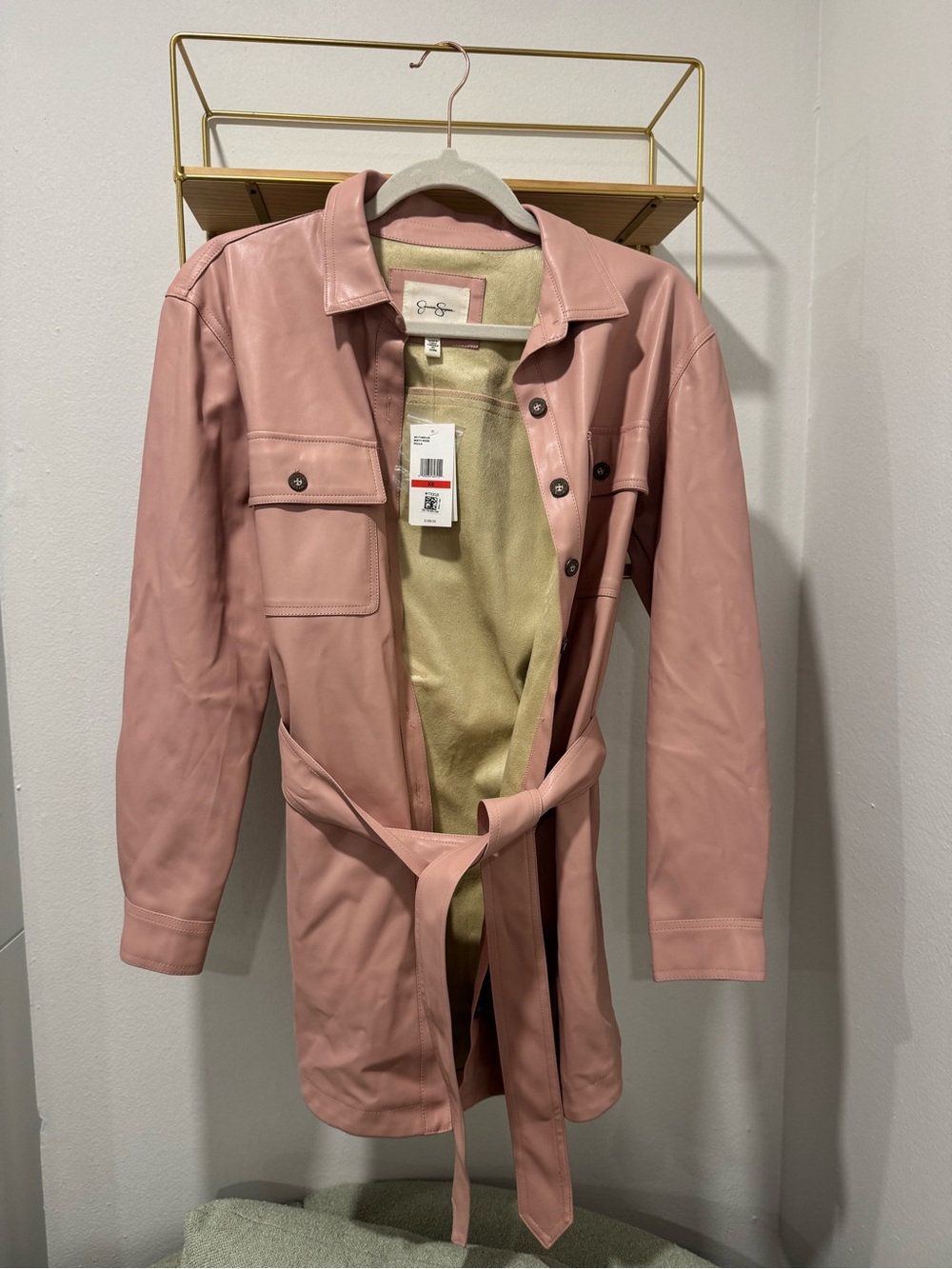 Jessica Simpson Pink Faux Leather Mini Dress Jacket